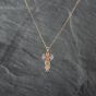 Second Hand 9ct Yellow Gold Amethyst & Diamond Angel Pendant & 18 Inch Curb Chain 41142878