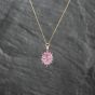 Second Hand 9ct Yellow Gold White & Pink Sapphire Cluster Pendant & 18 Inch Curb Chain 41142880