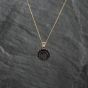 Second Hand 9ct Yellow Gold Black Diamond Circular Four Tier Cluster Pendant & 18 Inch Curb Chain 41142883