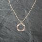 Second Hand 9ct Yellow Gold Cubic Zirconia Circle Pendant & 20 Inch Trace Chain 41142886