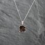 Second Hand 9ct White Gold Smoky Quartz & Diamond Cushion Shaped Pendant & 18 Inch Curb Chain 41142891