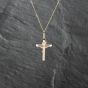 Second Hand 9ct Yellow Gold Crucifix Cross Pendant & 18 Inch Curb Chain 41142897