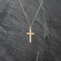 Second Hand 9ct Yellow Gold Patterned Cross Pendant & 18 Inch Curb Chain 41142899