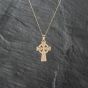 Second Hand 9ct Yellow Gold Celtic Cross Pendant & 18 Inch Curb Chain 41142900