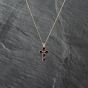 Second Hand 9ct Yellow Gold Pear Shape Garnet Claw Set Cross Pendant & 18 Inch Curb Chain 41142904