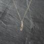 Second Hand 9ct Yellow Gold Diamond Elongated Curved Pear Shape Dropper Pendant & 18 Inch Curb Chain 41142913