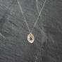 Second Hand 9ct Yellow Gold Topaz & Diamond Ornate Openwoerk Pendant & 18 Inch Curb Chain 41142914