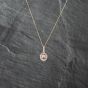 Second Hand 9ct Yellow Gold Morganite & Cubic Zirconia Oval Cluster Pendant & 18 Inch Curb Chain 41142918