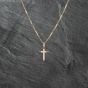 Second Hand 9ct Yellow Gold Diamond Cut Cross Pendant & 18 Inch Box Chain 41142920