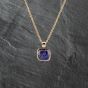 Second Hand 9ct Yellow Gold Lapis Based Rutilated Quartz Cushion Shaped Cabochon Pendant & 19 Inch Belcher Chain 41142926