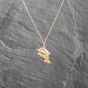Second Hand 9ct Yellow Gold Mother And Baby Dolphin Pendant & 18 Inch Trace Chain 41142929