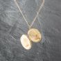 Second Hand 9ct Yellow Gold Large Oval Foliate Hand Engraved Locket Pendant & 20 Inch Curb Chain 41142932