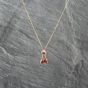 Second Hand Yellow Gold Three Stone Garnet Dangle Pendant & 18 Inch Curb Chain 41142938