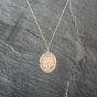Second Hand 9ct Yellow Gold Oval Foliate Engraved And Embossed Locket Pendant & 18 Inch Curb Chain 41142947