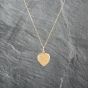 Second Hand 9ct Yellow Gold Heart Shape Foliate Engraved Locket Pendant & 18 Inch Curb Chain 41142948