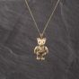 Second Hand 9ct Yellow Gold Multi Stone Articulating Teddy Pendant & 18 Inch Curb Chain 41142949