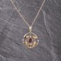 Second Hand Vintage Rose Gold Garnet Decorative Openwork Pendant & 18 Inch Belcher Chain 41142950