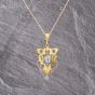 Second Hand Vintage Yellow Gold Aquamarine Decorative Openwork Dropper Pendant & 20 Inch Prince Of Wales Chain 41142951