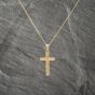 Second Hand 9ct Yellow Gold Engraved Cross Pendant & 20 Inch Curb Chain 41142957