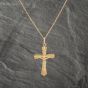 Second Hand 9ct Yellow Gold Crucifix Cross Pendant & 18 Inch Curb Chain 41142960