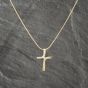 Second Hand 9ct Yellow Gold 0.03ct Brilliant Cut Diamond Cross Pendant & 18 Inch Snake Chain 41142961