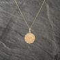 Second Hand 9ct Yellow Gold Scalloped St Christopher Pendant & 18 Inch Curb Chain 41142963