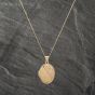 Second Hand 9ct Yellow Gold Half Engraved Oval Locket Pendant & 18 Inch Curb Chain 41142964