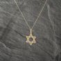 Second Hand 9ct Yellow Gold Star Of David Pendant & 18 Inch Curb Chain 41142967