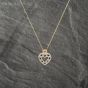 Second Hand 9ct Yellow Gold Sapphire & 0.08ct Diamond Heart Pendant & 18 Inch Curb Chain 41142968