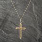 Second Hand 9ct Yellow Gold Openwork Cross Pendant & 18 Inch Curb Chain 41142971