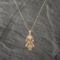 Second Hand 9ct Yellow Gold Multi Stone Ragdoll Pendant & 18 Inch Curb Chain 41142972