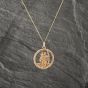 Second Hand 9ct Yellow Gold Round Openwork St Christopher Pendant & 18 Inch Curb Chain 41142975