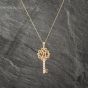 Second Hand 9ct Yellow Gold Cubic Zirconia 21 Key Pendant & 18 Inch Curb Chain 41142979