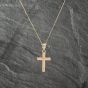 Second Hand 9ct Yellow Gold Engraved Cross Pendant & 18 Inch Curb Chain 41142983