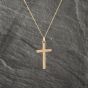Second Hand 9ct Yellow Gold Plain Cross Pendant & 18 Inch Curb Chain 41142984