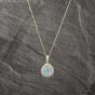 Second Hand 9ct Yellow Gold Blue Topaz Pearshaped Pendant & 18 Inch Curb Chain 41142991