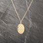 Second Hand 9ct Yellow Gold Oval Patterned Locket Pendant & 24 Inch Curb Chain 41142998