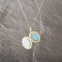 Second Hand 9ct Yellow Gold Oval Engraved Locket Pendant & 16-20 Inch Box Chain 41142999