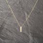 Second Hand Yellow Gold Cubic Zirconia Set Bar Pendant & 16 Inch Curb Chain 41143005