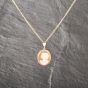 Second Hand 9ct Yellow Gold Cameo Oval Pendant & 22 Inch Curb Chain 41143011