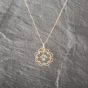 Second Hand Vintage Yellow Gold Turquoise & Seed Pearl Pendant & 18 Inch Fancy Chain 41143013