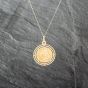 Second Hand 9ct Yellow Gold Large Round St Christopher Pendant & 18 Inch Curb Chain 41143019