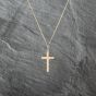 Second Hand 9ct Yellow Gold Engraved Cross Pendant & 18 Inch Curb Chain 41143023
