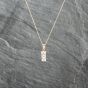 Second Hand 9ct Yellow Gold Cubic Zirconia 3 Stone Dropper Pendant & 18 Inch Curb Chain 41143027