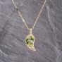Second Hand 9ct Yellow Gold Diopside & Peridot Leaf Chain Pendant & 18 Inch Fancy Chain 41143028