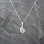Second Hand 9ct White Gold 0.05ct Diamond Swirl Pendant & 16 Inch Curb Chain 41143029