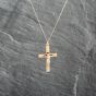 Second Hand 9ct Yellow Gold Crucifix Cross Pendant & 18 Inch Curb Chain 41143032