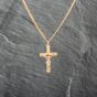 Second Hand 9ct Yellow Gold Crucifix Cross Pendant & 18 Inch Curb Chain 41143036