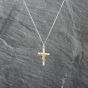 Second Hand 9ct Two Colour Gold Crucifix Cross Pendant & 18 Inch Curb Chain 41143038
