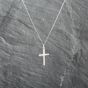 Second Hand 9ct White Gold Plain Cross Pendant & 18 Inch Curb Chain 41143039